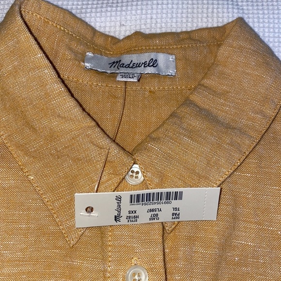 Madewell Woman’s Shirt Sleeve Tie Front Top Size XXS Style H9182 Yellow - Picture 5 of 11